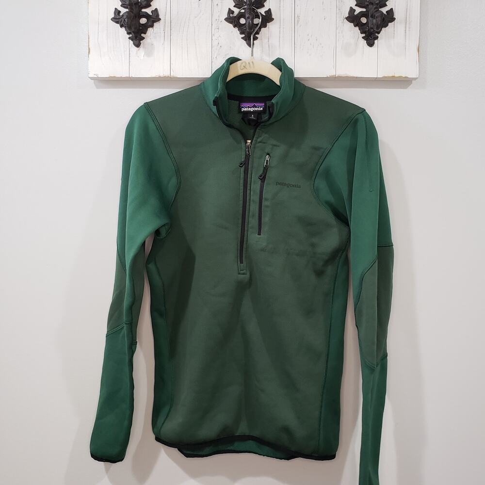 Patagonia Piton Hybrid Pullover Green Quarter Zip Fleece Men's Small